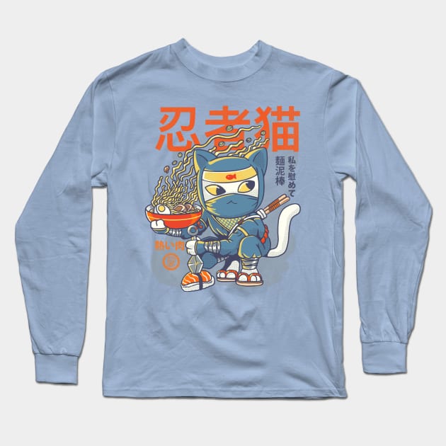 Ninja Neko Long Sleeve T-Shirt by ppmid